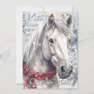 Cartes Pour Fêtes Annuelles Cheval hiver Aquarelle de Noël