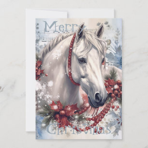 Cartes Pour Fêtes Annuelles Cheval hiver Aquarelle de Noël