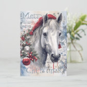 Cartes Pour Fêtes Annuelles Cheval hiver Aquarelle de Noël (Debout devant)