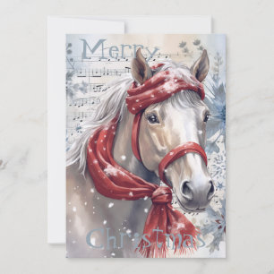 Cartes Pour Fêtes Annuelles Cheval hiver Aquarelle de Noël