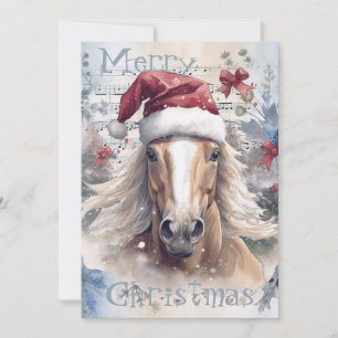 Cartes Pour Fêtes Annuelles Cheval hiver Aquarelle de Noël