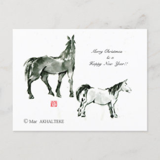Cartes Pour Fêtes Annuelles Cheval japonais samouraï art équestre sumi
