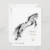 Cartes Pour Fêtes Annuelles Cheval japonais samouraï art équestre sumi (Devant / Derrière)