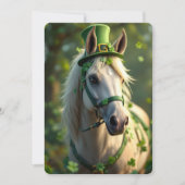 Cartes Pour Fêtes Annuelles Cheval mignon avec casquette vert, brique et shamr (Devant)