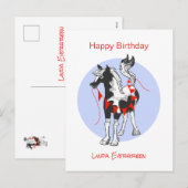 Cartes Pour Fêtes Annuelles Cheval mignon Joyeux anniversaire (Devant / Derrière)