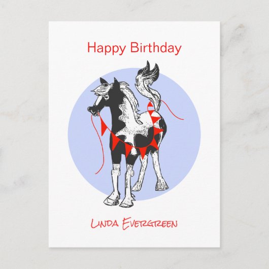 Cartes Pour Fêtes Annuelles Cheval mignon Joyeux anniversaire (Devant)