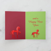 Cartes Pour Fêtes Annuelles Cheval mignon, Snowflakes & Xmas Trees sur mesure (Intérieur)