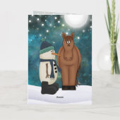 Cartes Pour Fêtes Annuelles Cheval mignon, Snowman, Père Noël et Reindeer Noël (Dos)