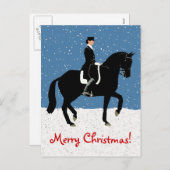 Cartes Pour Fêtes Annuelles Cheval neige et neige Noël (Devant / Derrière)
