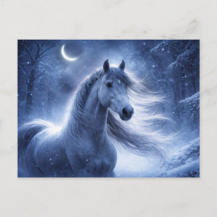 Cartes Pour Fêtes Annuelles Cheval Neige Noël Nuit Yule