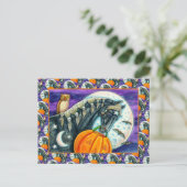 CARTES POUR FÊTES ANNUELLES CHEVAL NOIR, OWL, HALLOWEEN SKULLS JACK-O'-LANTERN (Debout devant)