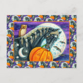 CARTES POUR FÊTES ANNUELLES CHEVAL NOIR, OWL, HALLOWEEN SKULLS JACK-O'-LANTERN (Devant)