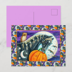 CARTES POUR FÊTES ANNUELLES CHEVAL NOIR, OWL, HALLOWEEN SKULLS JACK-O'-LANTERN
