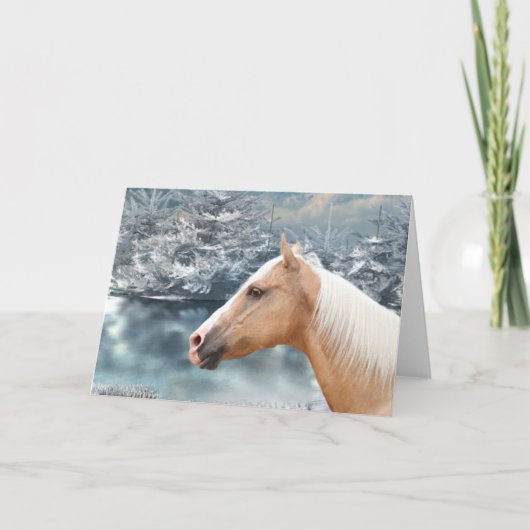 Cartes Pour Fêtes Annuelles Cheval palomino d'hiver (Devant)