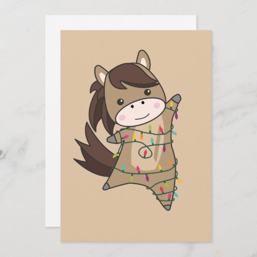 Cartes Pour Fêtes Annuelles Cheval Pony Noël Neige Hiver Animaux Chevaux Ho (Devant / Derrière)