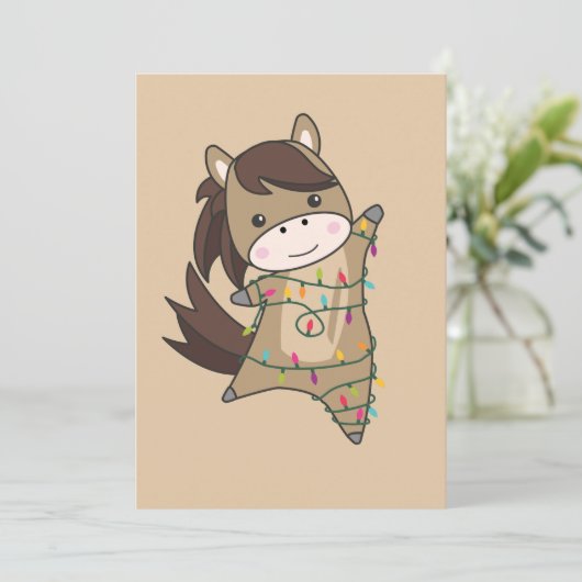 Cartes Pour Fêtes Annuelles Cheval Pony Noël Neige Hiver Animaux Chevaux Ho (Debout devant)