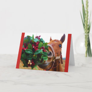 Cartes Pour Fêtes Annuelles Cheval qui s'embrasse sous le Gui