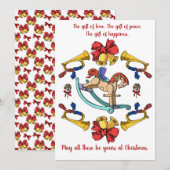 Cartes Pour Fêtes Annuelles Cheval Rocking de Noël (Devant / Derrière)