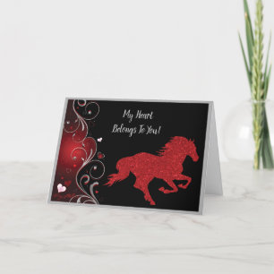 Cartes Pour Fêtes Annuelles Cheval romantique et coeur Valentine