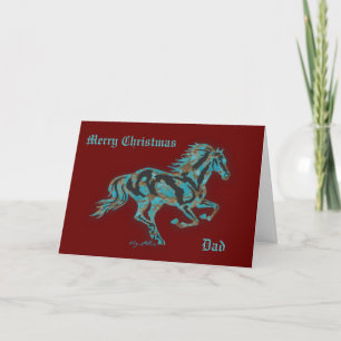 Cartes Pour Fêtes Annuelles Cheval Turquoise Galopant