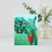 Cartes Pour Fêtes Annuelles Cheval Turquoise Mistletoe de Noël (Debout devant)