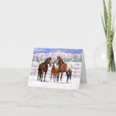 Cartes Pour Fêtes Annuelles Chevaux Appaloosa De Baie Brown En Neige (Devant)