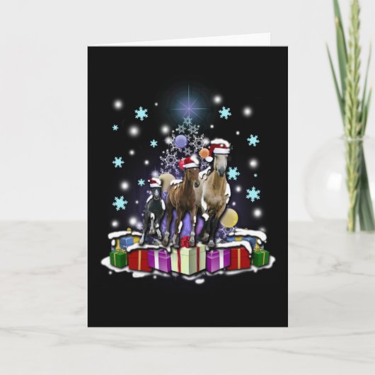 Cartes Pour Fêtes Annuelles Chevaux avec styles de Noël (Devant)