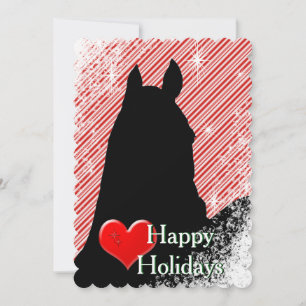 Cartes Pour Fêtes Annuelles Chevaux de Coeur I Holiday (Sucre de canne Bkgrd)