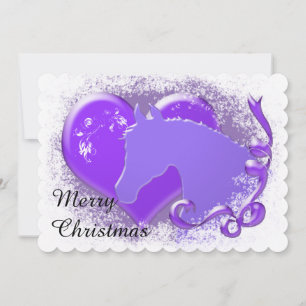 Cartes Pour Fêtes Annuelles Chevaux de Coeur III Vacances (Cheval Violet/Coeur