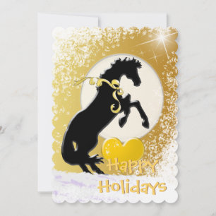 Cartes Pour Fêtes Annuelles Chevaux de Coeur V Vacances (étoiles d'Or)