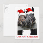 Cartes Pour Fêtes Annuelles Chevaux de Noël (Devant / Derrière)