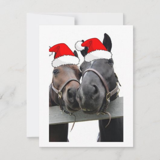 Cartes Pour Fêtes Annuelles Chevaux de Noël (Devant)