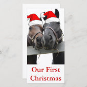 Cartes Pour Fêtes Annuelles Chevaux de Noël (Devant / Derrière)