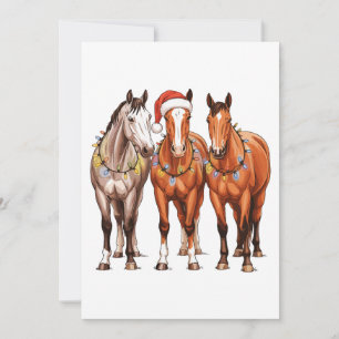Cartes Pour Fêtes Annuelles Chevaux de Noël Western Cowboy Santa Hat Farm