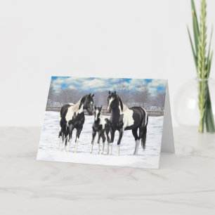 Cartes Pour Fêtes Annuelles Chevaux De Peinture De Chevaux De L'Épée Noire