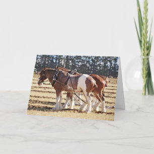 Cartes Pour Fêtes Annuelles Chevaux de trait en attelage merci