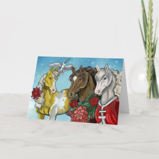 Cartes Pour Fêtes Annuelles Chevaux de vacances (Devant)