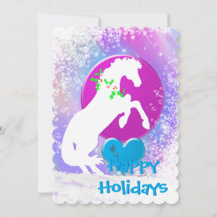 Cartes Pour Fêtes Annuelles Chevaux du Coeur Blanc V Vacances (Brouillard colo