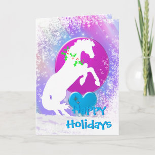 Cartes Pour Fêtes Annuelles Chevaux du Coeur Blanc V Vacances (Brouillard colo