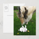 Cartes Pour Fêtes Annuelles Chevaux et lapin de Pâques (Devant / Derrière)