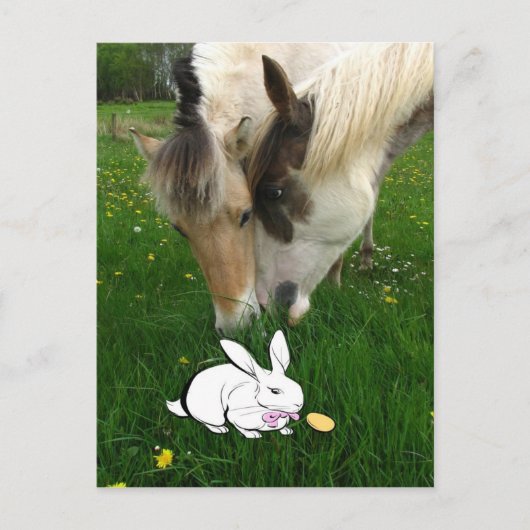 Cartes Pour Fêtes Annuelles Chevaux et lapin de Pâques (Devant)