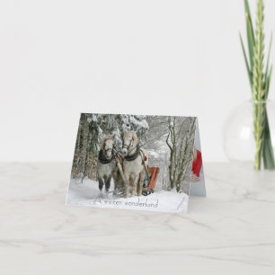 Cartes Pour Fêtes Annuelles Chevaux et traîneau "Un pays des merveilles hivern