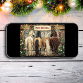 Cartes Pour Fêtes Annuelles Chevaux Fantaisistes avec des Arbres de Noël Festi