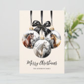 Cartes Pour Fêtes Annuelles Chevaux noir et or Citation de Noël (Debout devant)