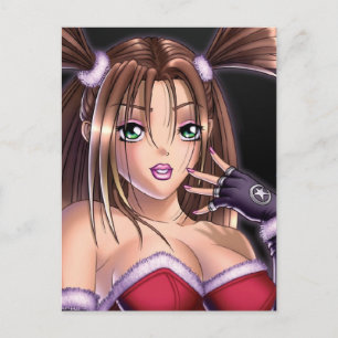 Cartes Pour Fêtes Annuelles Cheveux de Noël de la fille Anime