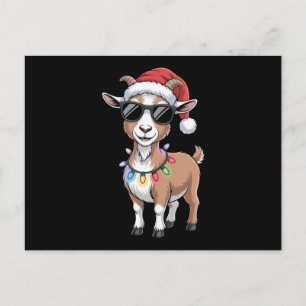 Cartes Pour Fêtes Annuelles Chèvre de Noël Chapeau de Père Noël Lunettes Lumiè