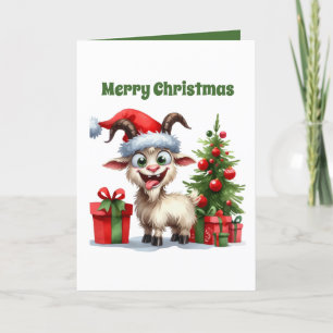Cartes Pour Fêtes Annuelles Chèvre de Noël festive personnalisable