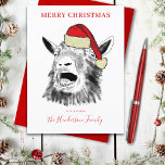 Cartes Pour Fêtes Annuelles Chèvre de Noël hurlant personnalisé<br><div class="desc">Marquez la saison de noël avec cette chèvre qui crie avec une illustration de chapeau de Père Noël. Personnalisez cette carte de vacances pour humours amusant chèvre de ferme chèvre mignonne pour ravir vos amis et votre famille qui sont chèvre et amoureux des animaux. Adorable chèvre festive noir et blanc...</div>