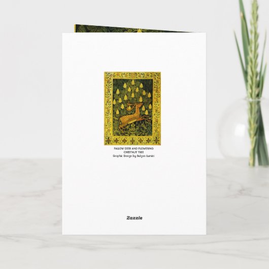 Cartes Pour Fêtes Annuelles CHÈVRE FLEUVE, FLEURS CHESTNUT TREE vert Jaune (Dos)