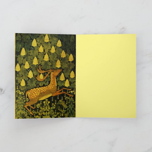 Cartes Pour Fêtes Annuelles CHÈVRE FLEUVE, FLEURS CHESTNUT TREE vert Jaune (Intérieur)